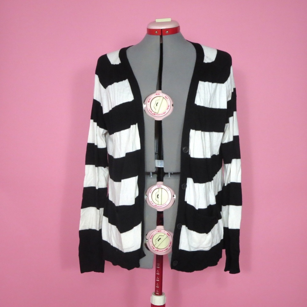 Black & White Striped Cardigan